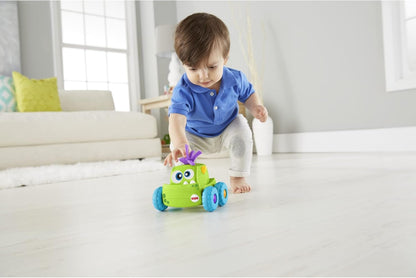 Fisher-Price DRG15 Press-N-Go Monster Truck Verde, brinquedo de rastreamento Push and Go, adequado para 1 ano de idade