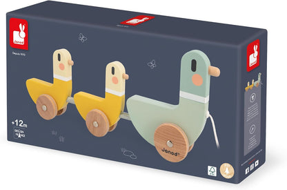 Janod - Sweet Cocoon 3 Pull-Along Ducks - Brinquedo de aprendizagem precoce - Desenvolve habilidades motoras - Brinquedo de madeira FSC revestido com tinta à base de água - 12 meses +,