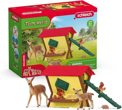 Schleich 42658 FARM WORLD Alimentando os animais da floresta Conjunto de brinquedos para maiores de 3 anos