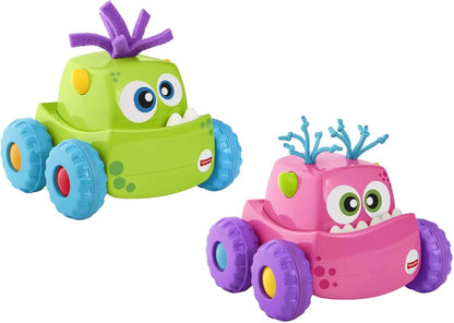 Fisher-Price DRG15 Press-N-Go Monster Truck Verde, brinquedo de rastreamento Push and Go, adequado para 1 ano de idade