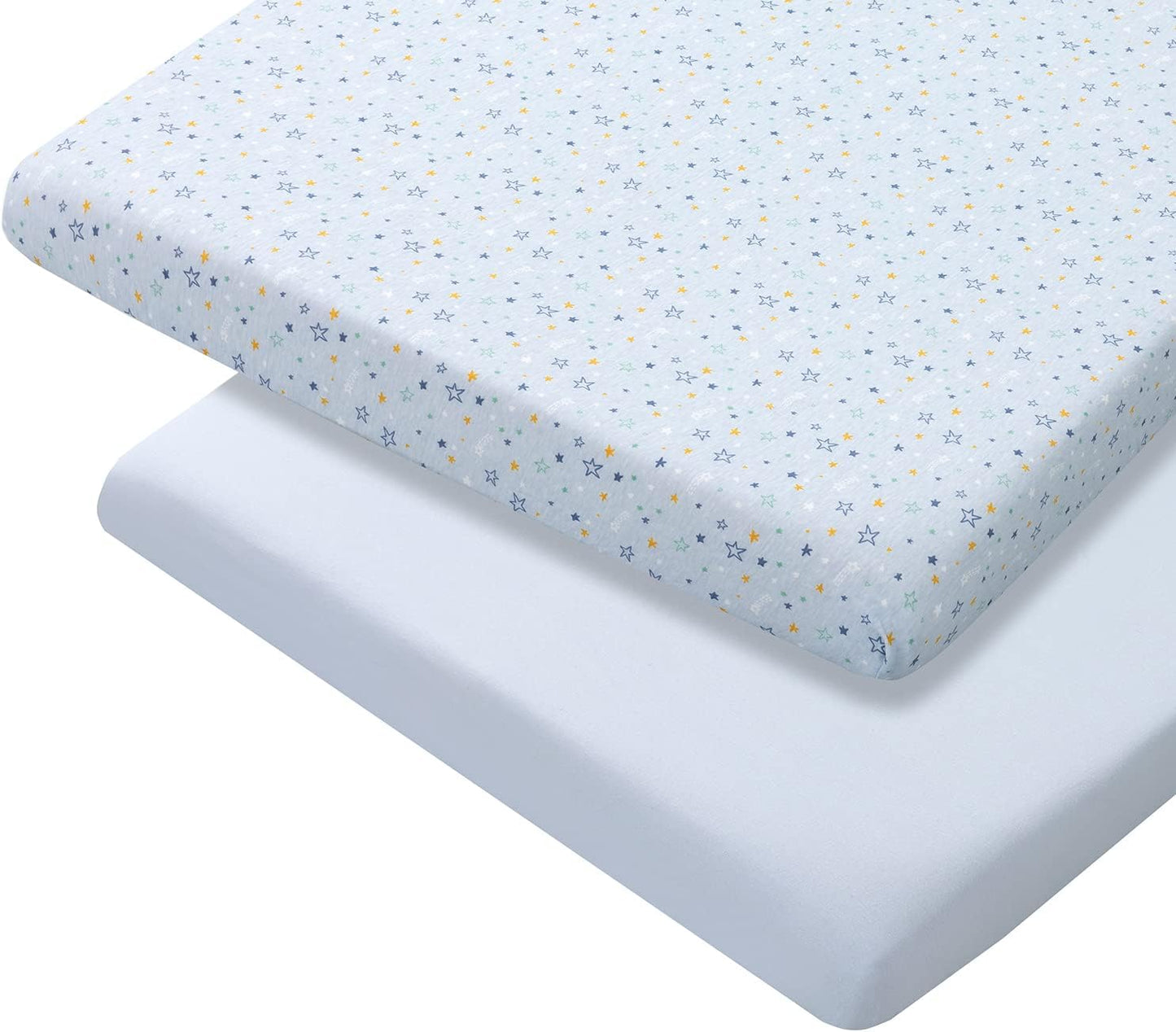 Clevamama Lençóis de algodão jersey berço e cama 70x140x12cm - azul (2pk)