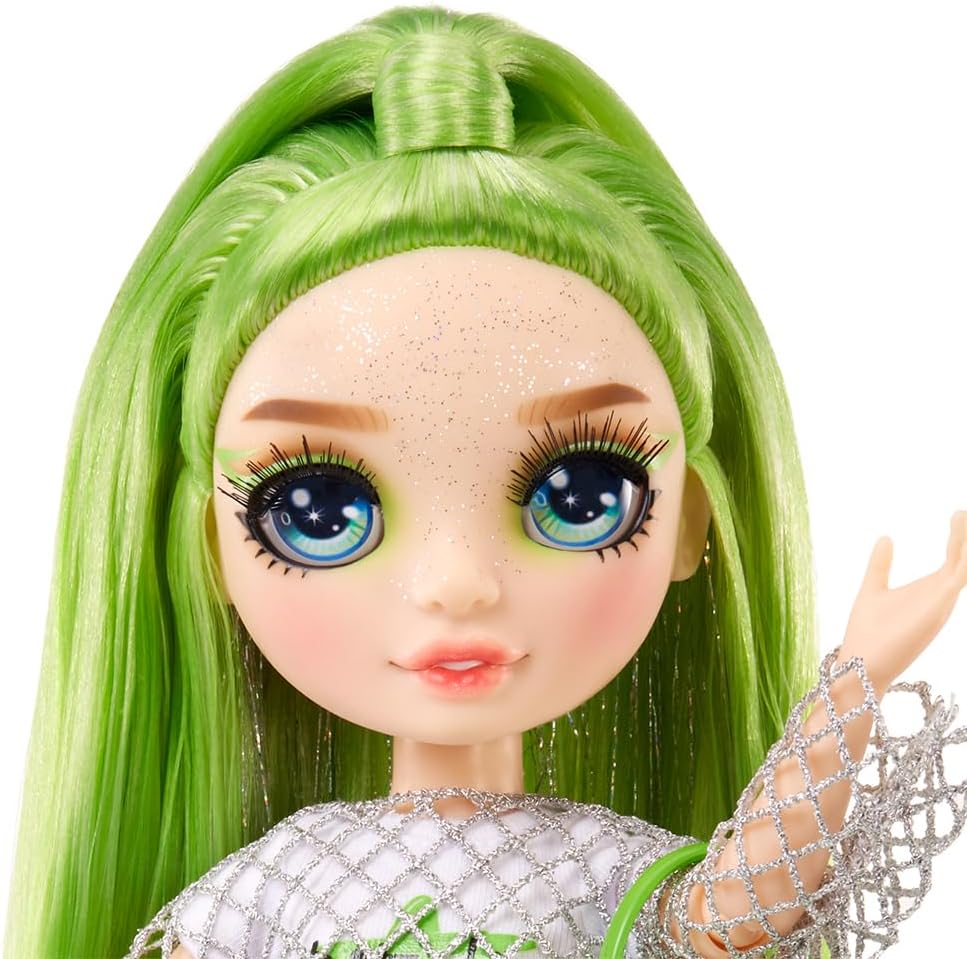 Muñeca de alta moda arcoíris con limo y mascota - Jade (verde) - Muñeca brillante de 28 cm con limo brillante, mascota mágica y accesorios de moda - Juguete para niños - Ideal para edades de 4 a 12 años