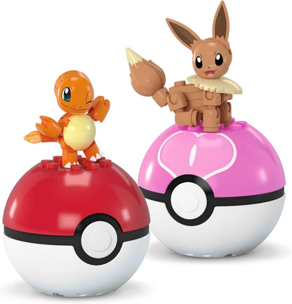 MEGA Conjunto de brinquedos de construção Pokémon Squirtle e Cubone com 45 peças, 2 personagens articulados e Pokébola, 2 polegadas de altura, para crianças, HXP15