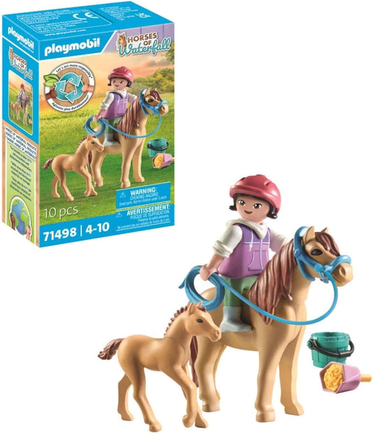 Playmobil 71498 Cavalos da Cachoeira: Criança com Pônei e Potro, brinquedo de cavalo, encenação divertida e imaginativa, conjuntos de jogos adequados para crianças de 4 anos ou mais