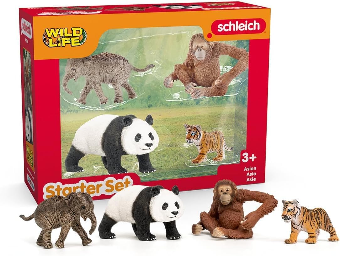 SCHLEICH Wild Life Africa Starter Set Figurine para maiores de 3 anos, Conjunto de 4 figuras em miniatura, 2,5 x 24,7 x 18,6 cm, 42721, Conjunto de figuras de brinquedo para dramatização, contação de histórias, colecionismo