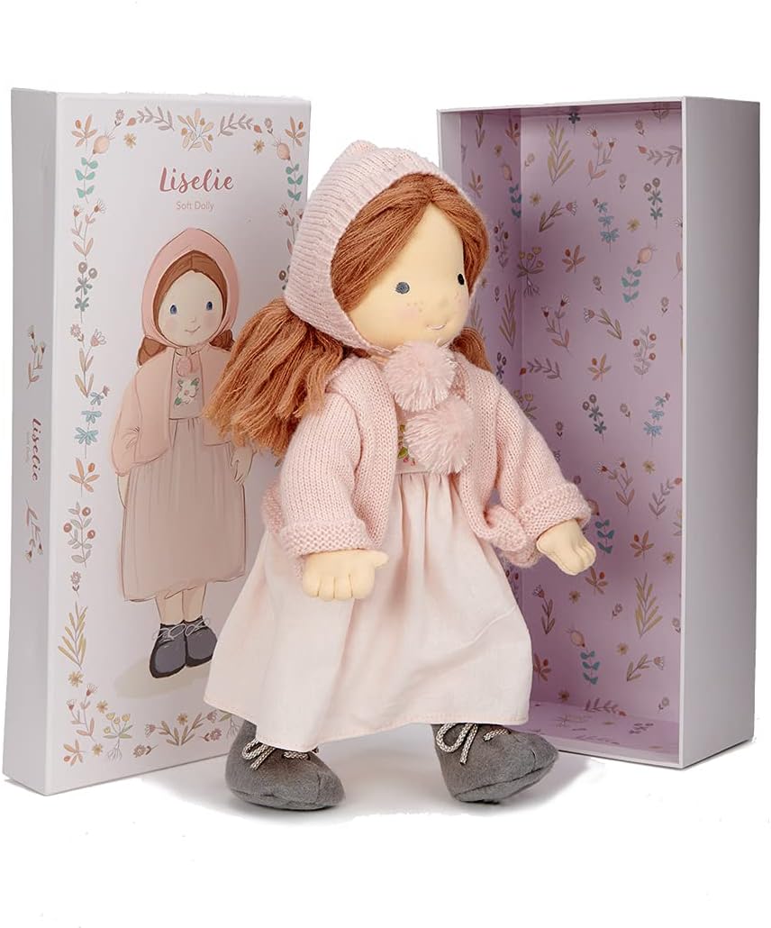 ThreadBear Design Boneca Liselie com vestido bordado em linho - peluche para crianças