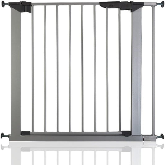 Barrera de seguridad para escaleras para bebés BabyDan Premier True Pressure Fit, plateada, todos los anchos (79,6 cm-86,5 cm)