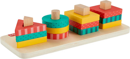 Fisher-Price Apilador de Madera con Forma para niños, 13 Piezas de Madera para Juegos de motricidad Fina, niños en Edad Preescolar de 2 años en adelante,