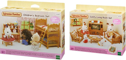 Sylvanian Families Conjunto de sala de estar confortável e conjunto de quarto infantil 5338, multicolorido