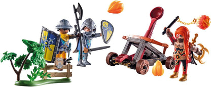 Playmobil 71485 Knights of Novelmore: Roadside Ambush, Novelmore Knights e Burnham Raiders, com catapulta realista, dramatização divertida e imaginativa, conjuntos de jogos de cavaleiro adequados para crianças de 4 anos ou mais