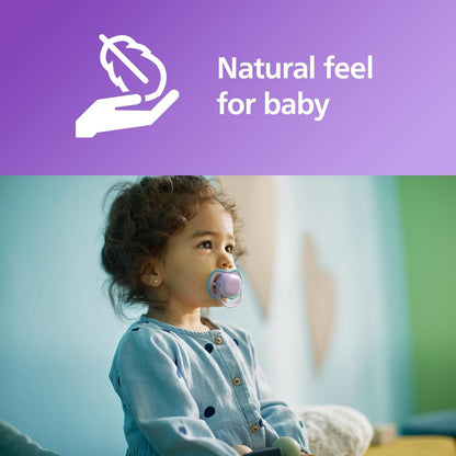 Philips Avent Chupetas Ultra Soft, chupetas macias e flexíveis para bebês com mais de 18 meses, sem BPA, com estojo de transporte para esterilizador, pacote com 2 (modelo SCF093/01)