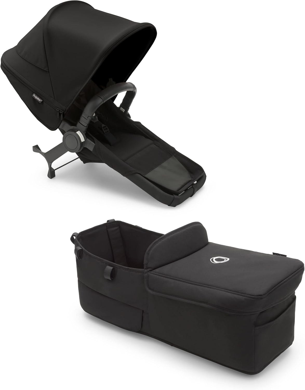 Conjunto de extensão Twin Bugaboo Donkey 5, converte seu Donkey 5 Mono em um carrinho duplo, lado a lado, design aprimorado, assento reversível e direção com uma mão, preto meia-noite