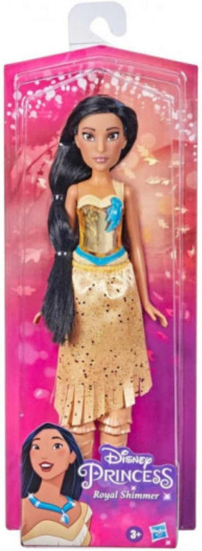 Muñeca Disney Princess Royal Shimmer Pocahontas, muñeca de moda con falda y accesorios, juguete para niños a partir de 3 años