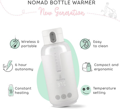 izybaby Nomad, Calentador portátil para biberones/coche, Temperatura ajustable, Carga USB, Calentador de leche materna