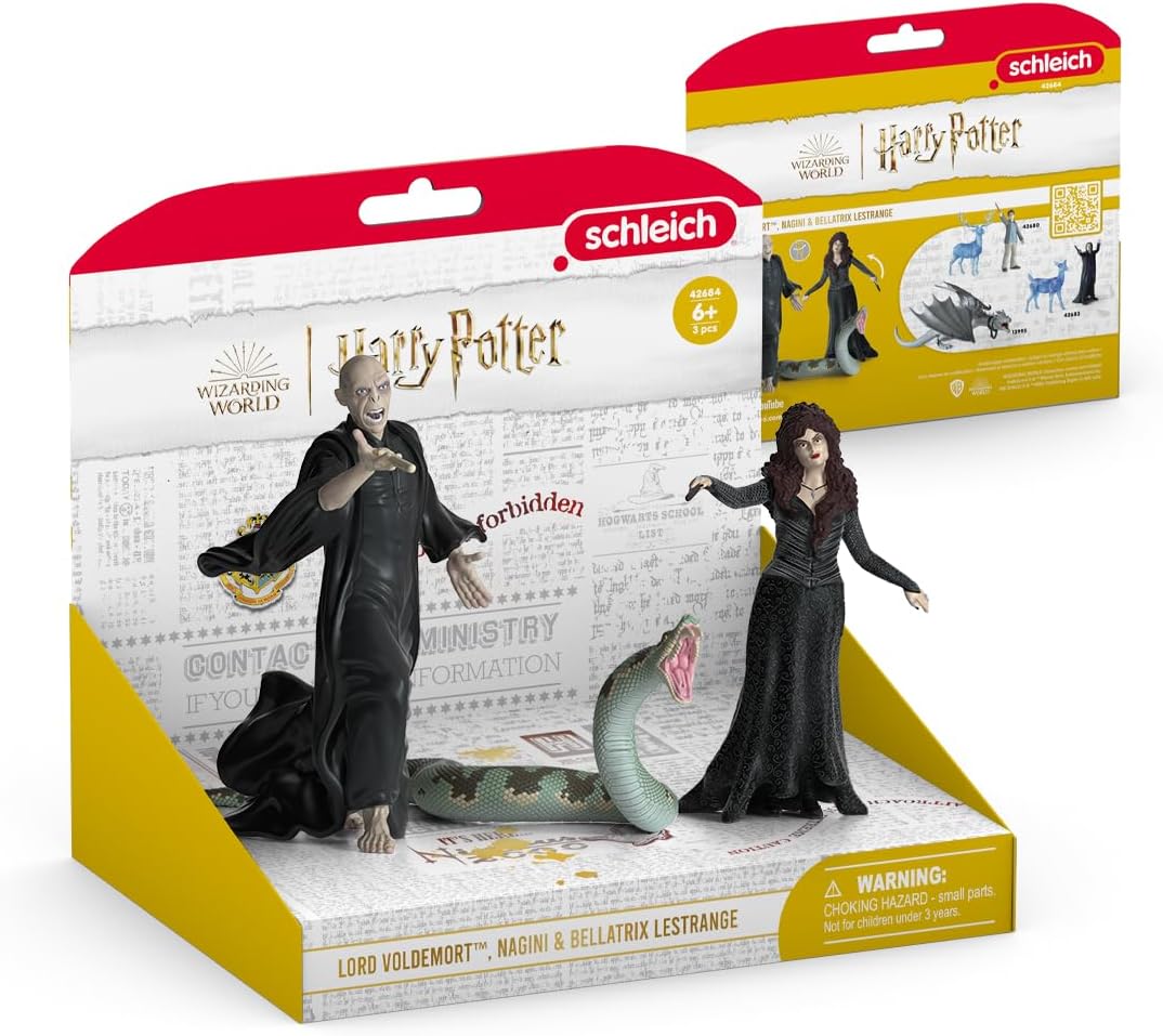 Schleich 42684 Lord Voldemort, Nagini e Bellatrix Lestrange, a partir de 6 anos WIZARDING WORLD - Estatueta, 21 x 16 x 18 cm