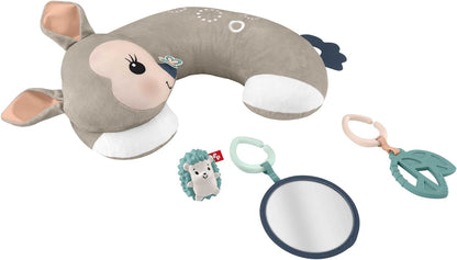 Fisher-Price  Cunha Tummy Time Fawn com 3 brinquedos sensoriais para bebês para recém-nascidos, HJJ16