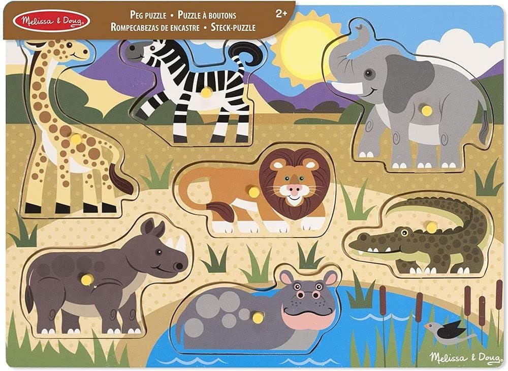 Melissa & Doug Wooden Toys - Safari Peg Boards para crianças, brinquedos de aprendizagem para meninas e meninos de 2 anos, presentes de quebra-cabeças para crianças, quebra-cabeças de madeira para crianças de 2 anos