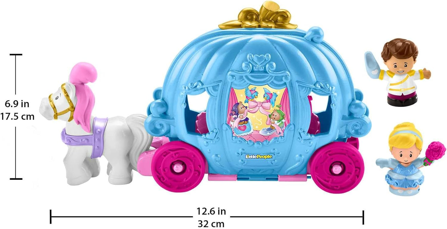 Fisher-Price Brinquedo infantil para crianças pequenas Disney Princess Cinderela's Dancing Carriage Playset com figuras para brincar de faz-de-conta com mais de 18 meses, HGP76