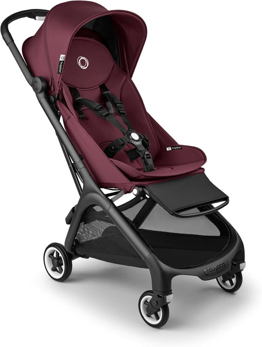 Bugaboo Carrinho de viagem ultracompacto Butterfly, pequeno e leve, fácil de dobrar em 1 segundo, ergonômico e extra espaçoso, carrinho de passeio urbano para bebês e crianças pequenas, direção confortável, preto/cereja escuro