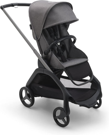 Bugaboo Carrinho de bebê Dragonfly City, carrinho de bebê leve e compacto com uma mão fácil de dobrar em qualquer posição, suspensão total, cesta XL sob o assento, chassi de grafite e capota solar cinza Melange