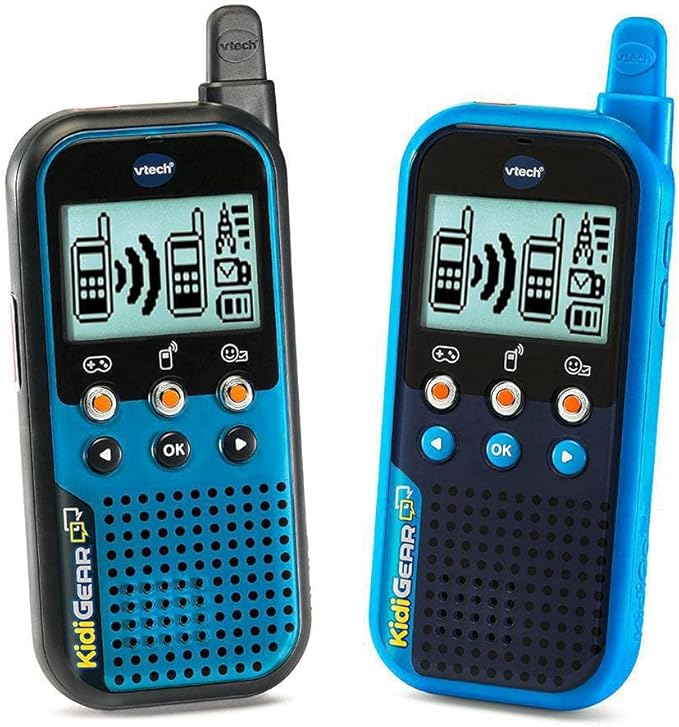 VTech KidiGear Walkie Talkies Explorer, Walkie Talkies externos com conexão digital segura, tocha, efeitos de voz, animações e jogos, brinquedo para crianças de 5, 6, 7 anos ou mais, versão em inglês