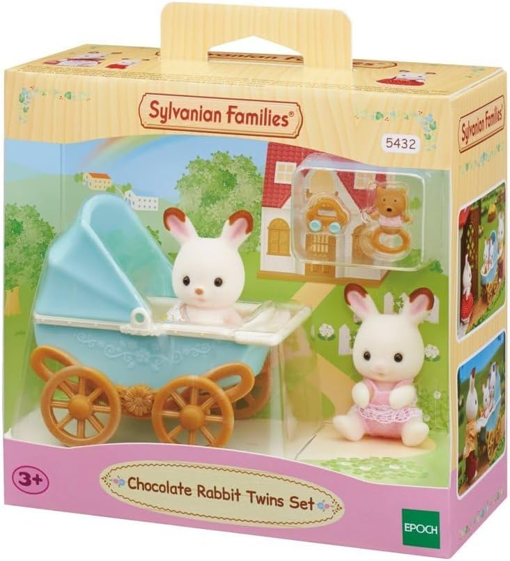 Sylvanian Families Conjunto de gêmeos de coelho de chocolate - conjunto de casa de bonecas 5432