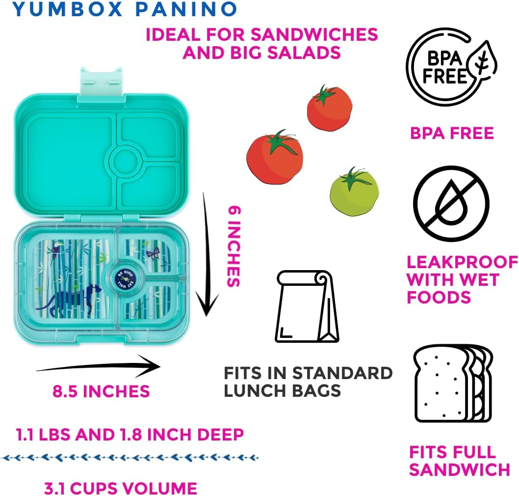 Yumbox Recipiente de lancheira Bento à prova de vazamentos Panino para crianças e adultos (azul surf (bandeja de urso polar))