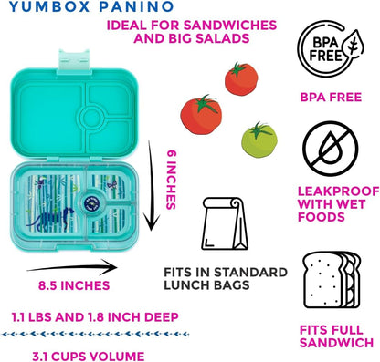 Yumbox Recipiente de lancheira Bento à prova de vazamentos Panino para crianças e adultos (azul surf (bandeja de urso polar))