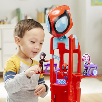 SPIDEY AND HIS AMAZING FRIENDS  Marvel Spidey e seus incríveis amigos Spider Crawl-R 2 em 1 Deluxe Headquarter Playset, brinquedo pré-escolar para maiores de 3 anos