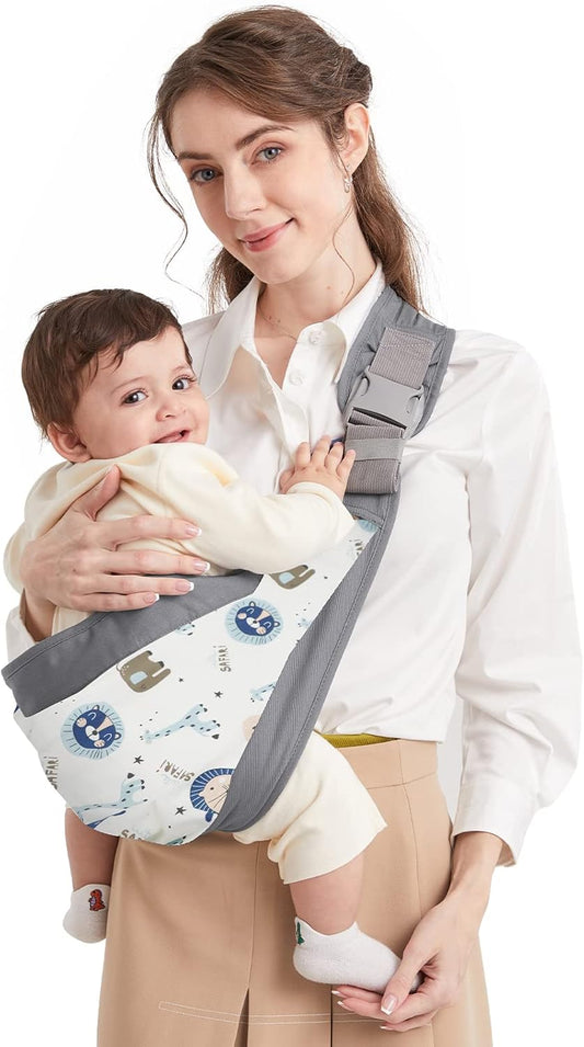 Mumgaroo Baby Sling, Canguru ajustável para bebês, Canguru respirável para bebês com alças grossas para recém-nascidos, bebês, crianças pequenas, de 0 a 36 meses (impressão em desenho animado)