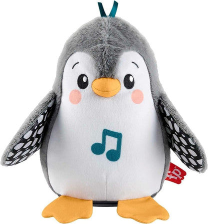 Fisher-Price Brinquedo de pelúcia para bebê com aba e pinguim oscilante com música e movimento para a barriga, hora de sentar-se, jogo sensorial, HNC10