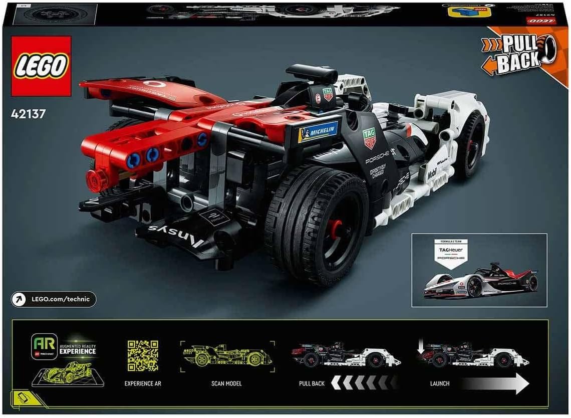 LEGO 42137 Technic Formula E Porsche 99X Electric, kit de construção de modelo de carro de corrida de brinquedo retrátil com aplicativo AR envolvente, presentes para crianças, meninos e meninas