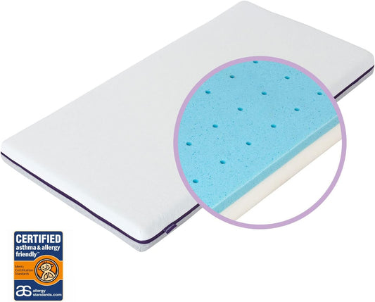 ClevaMama Colchão para Berço e Berço, com Superfície de Gel Frio e Espuma Sensível, Certificado para Asma e Alergia, cor_186, Tamanho-60x120x11 cm