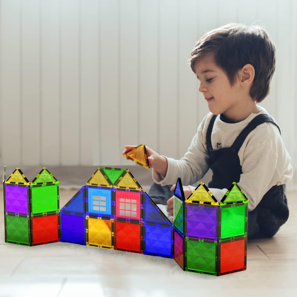 Desire Deluxe Magnetic Building Blocks Tiles STEM Toy Set 42PC – Brinquedos de construção educacionais para crianças aprendendo para meninos e meninas com idades entre 3, 4, 5, 6 e 7 anos - Presente, MT42