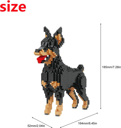 Larcele Mini Blocos de Construção Conjunto de Animais, Tijolos de Brinquedo de Construção DIY Micro 3D, 957 peças KLJM-05 (Dobermann)