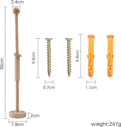 Suporte móvel de madeira para berço de bebê, mesa de troca de suporte móvel para decoração de berçário, haste de estrutura de suporte móvel ajustável para pendurar sinos de vento, brinquedos de cama de bebê (parede)