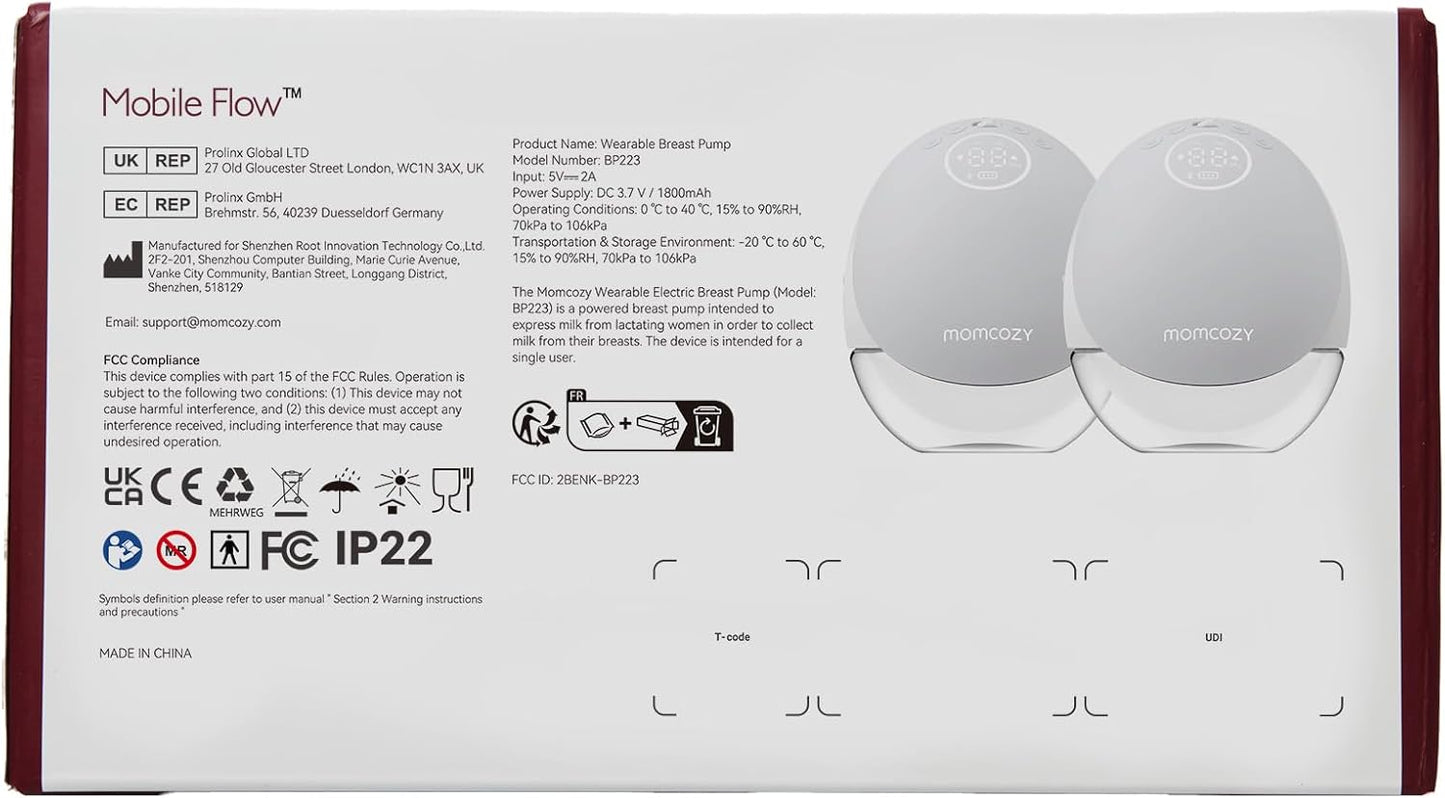 Momcozy Extractor de leche manos libres Mobile Flow, control discreto de la aplicación M9 con modos múltiples personalizados y 15 niveles, almacenamiento independiente de leche materna, extractor de leche portátil M9 de 24 mm (rojo acogedor, paquete de 2)