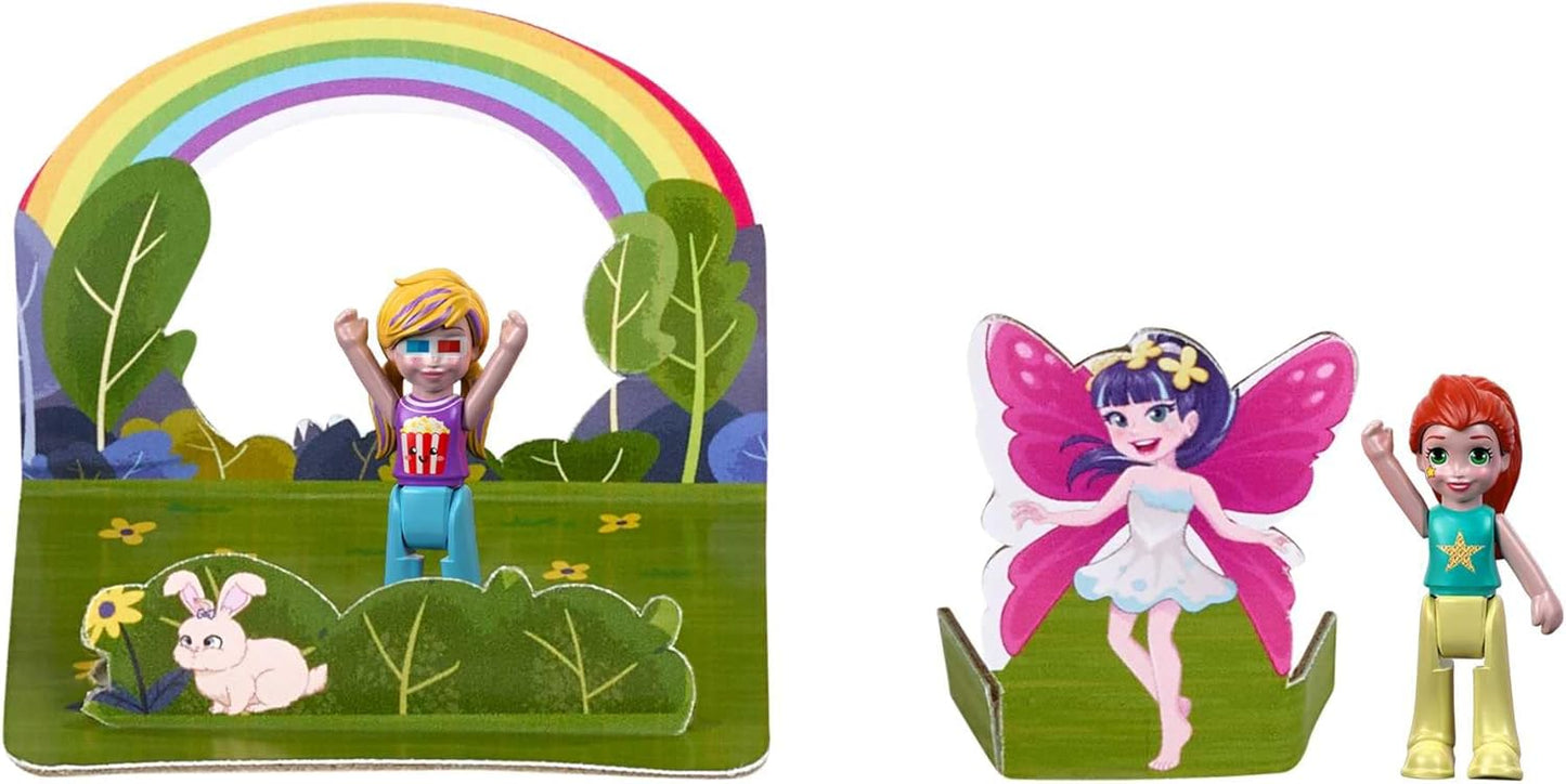 Polly Pocket Conjunto de caixa de pipoca Un-Box-It, tema de cinema, 2 bonecas, mais de 15 surpresas