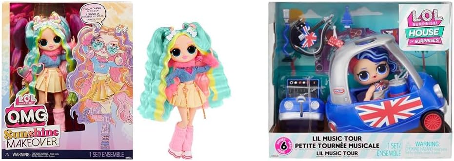 Jajaja ¡Sorpresa! Muñeca de moda OMG Sunshine Makeover - BUBBLEGUM DJ - Incluye cambio de color solar UV, muchas sorpresas y accesorios fabulosos - Gran regalo para niños de 4 años en adelante