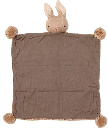 ThreadBear Design Conjunto de presentes Baby Threads Bunny Taupe - edredom e chocalho para bebês de algodão orgânico