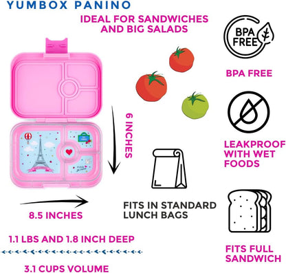 Yumbox Recipiente de lancheira Bento à prova de vazamentos Panino para crianças e adultos (azul surf (bandeja de urso polar))