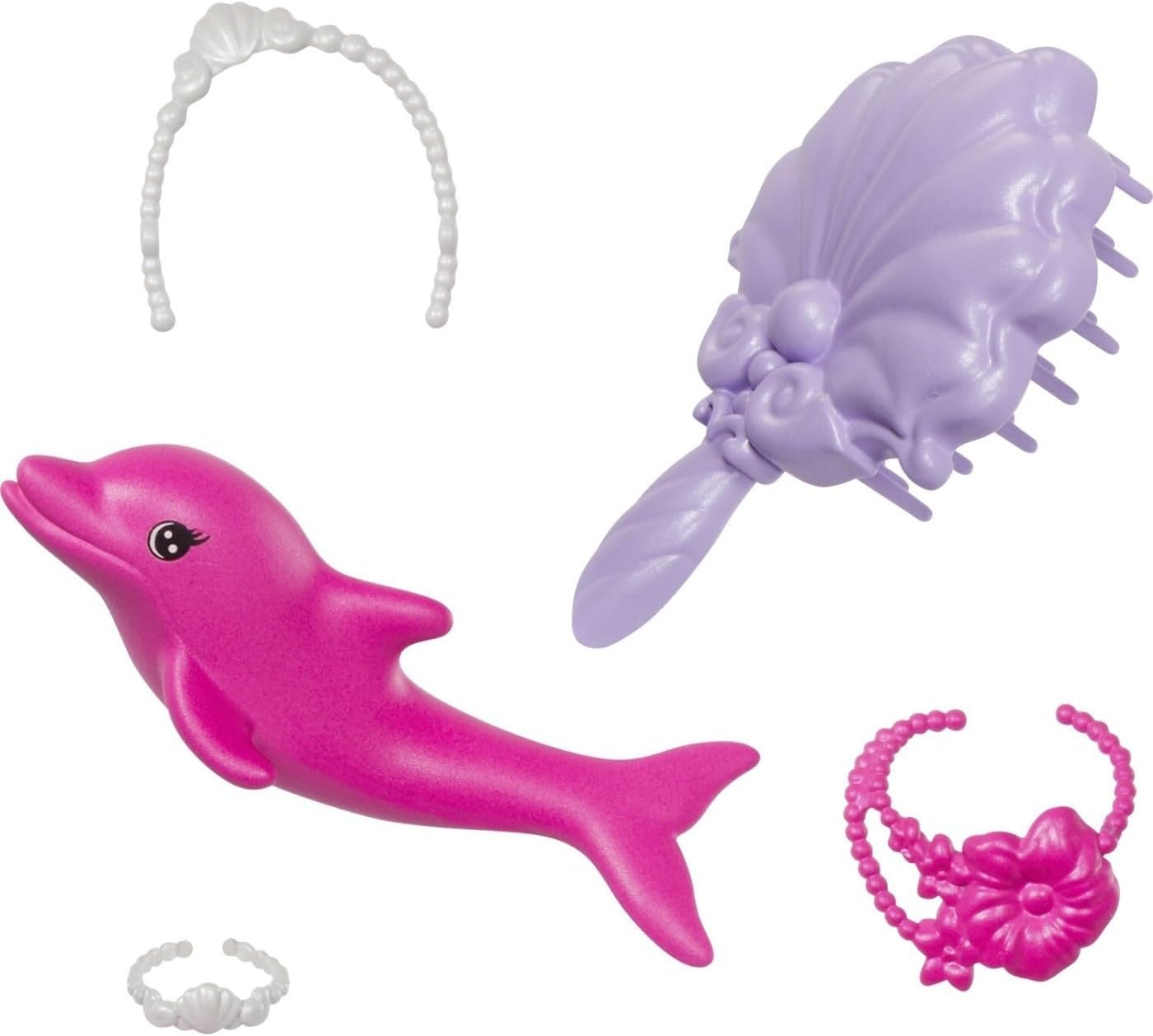 Barbie  Mermaid Doll, “Malibu” with Pink Hair, Styling Accessories, Pet Dolphin and Water-Activated Color Change Feature, HRP97