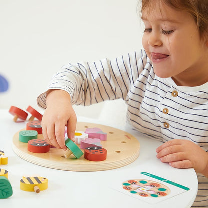 Janod - Linha Pédagogie - Minha Primeira Mandala de Jardim - Desenvolve Concentração e Criatividade - Brinquedo Educativo Infantil - Jogo de Madeira FSC - 24 Meses +,