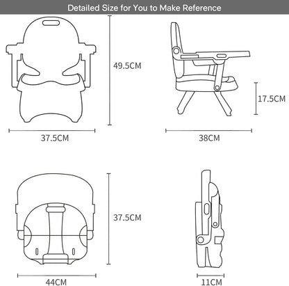 Bebamour Assento elevatório para cadeira de bebê com bandeja Sit Me Up Cadeira de bebê para comer portátil, viagem, com estofamento bege