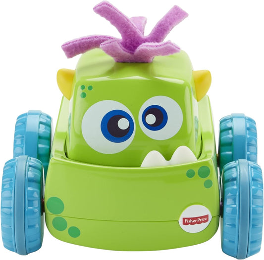 Fisher-Price DRG15 Press-N-Go Monster Truck Verde, brinquedo de rastreamento Push and Go, adequado para 1 ano de idade