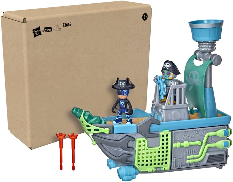 PJ Masks Sky Pirate Battleship Brinquedo pré-escolar, conjunto de veículo com 2 figuras de ação para crianças de 3 anos ou mais multicolorido