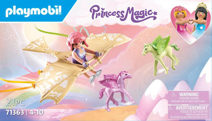 Playmobil  71363 Viagem de arco-íris com potros de Pégaso nas nuvens, mundo mágico de conto de fadas, dramatização divertida e imaginativa, conjuntos de jogos adequados para crianças de 4 anos ou mais