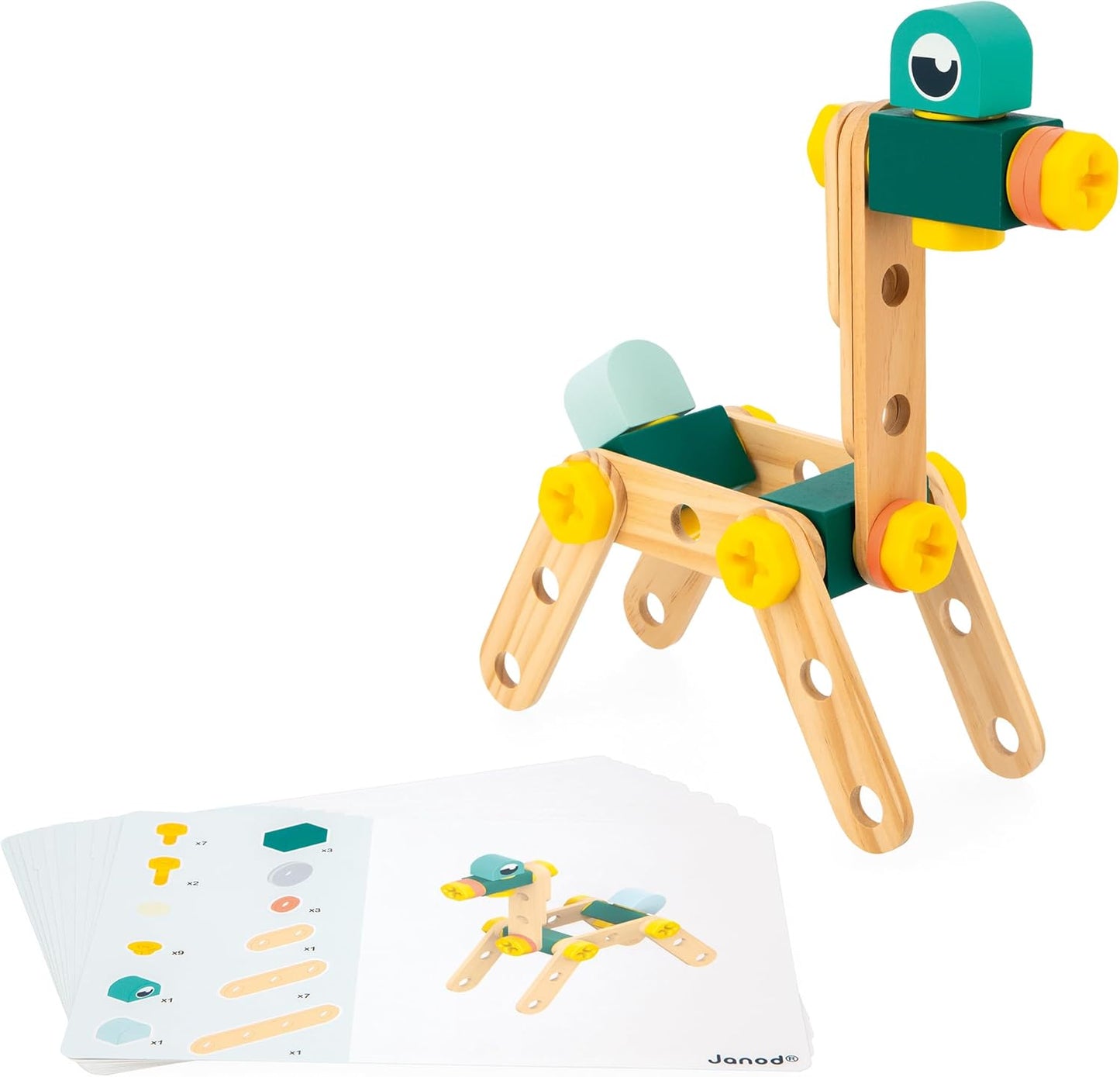 Janod - Banheira Brico'Kids de 100 peças - Jogo de construção infantil - 98 acessórios + 2 ferramentas - Brinquedo de simulação - Desenvolve destreza e criatividade - 3 anos +,