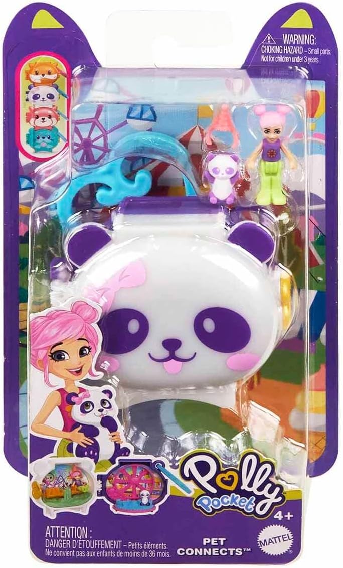 Polly Pocket Conjunto compacto de brinquedos fofinhos GYV99 Panda, HRD38