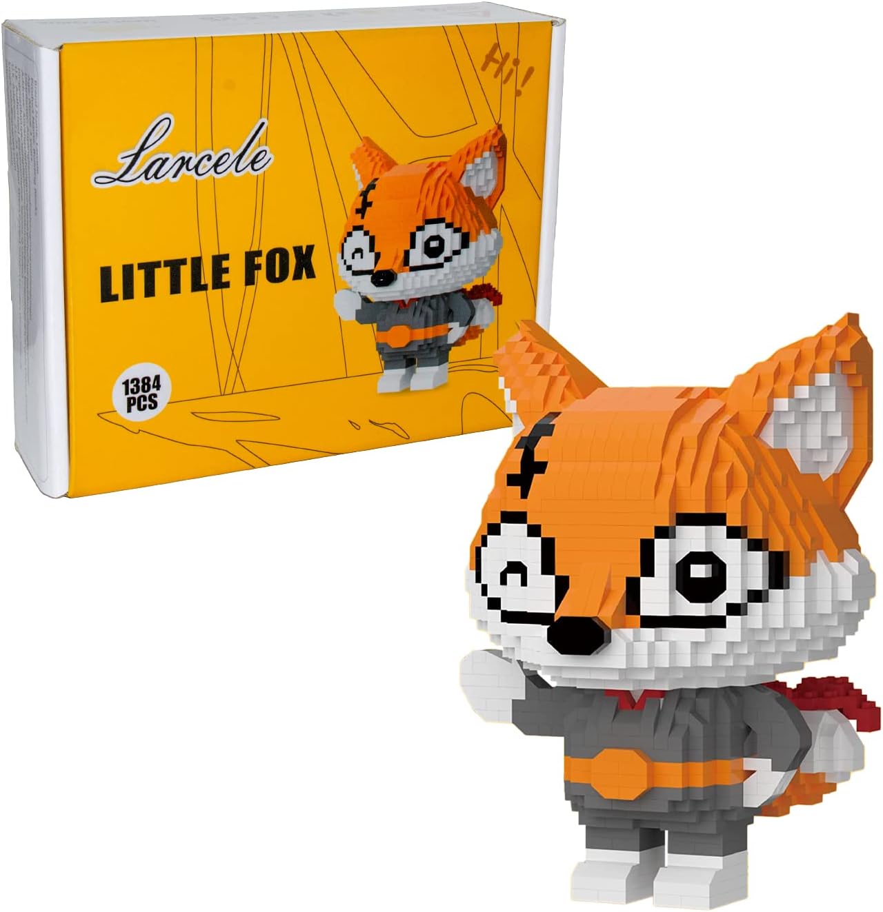 Larcele Conjunto de micro blocos de construção, mini tijolos de brinquedo de construção 3D DIY, 1384 peças KLJM-07 (Little Fox)